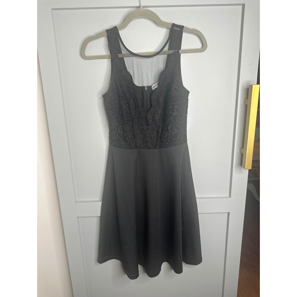 GRACE KARIN Black Lace Mesh Overlay Fit Flare‎ Dress Womens Size Small